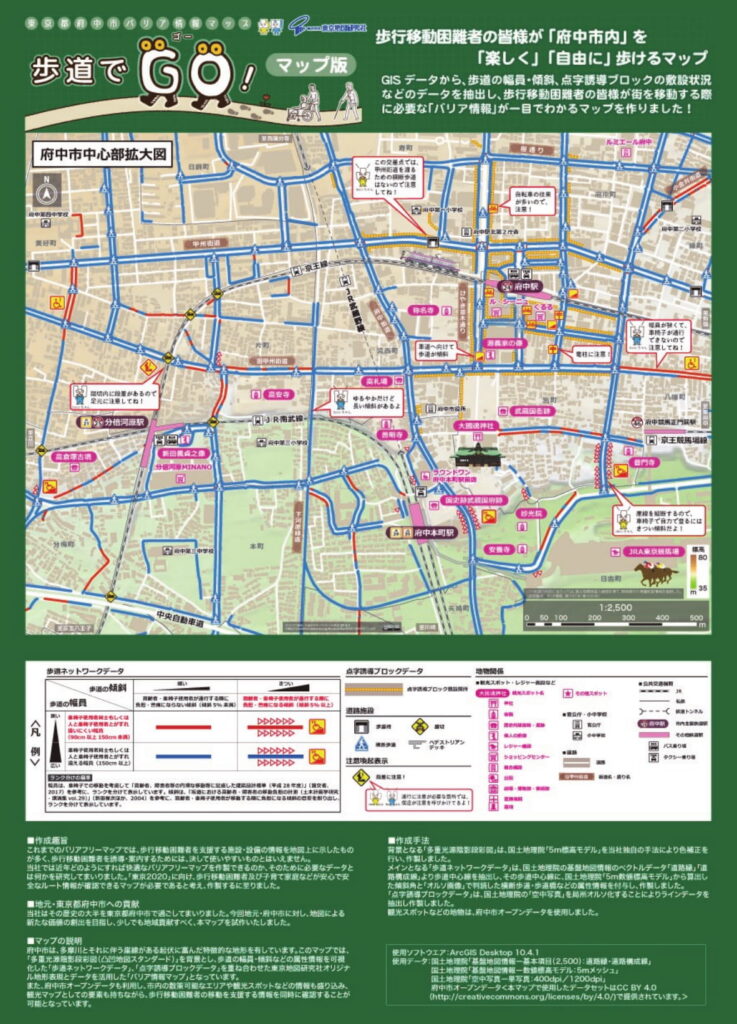 歩道でGO 府中市中心部拡大図